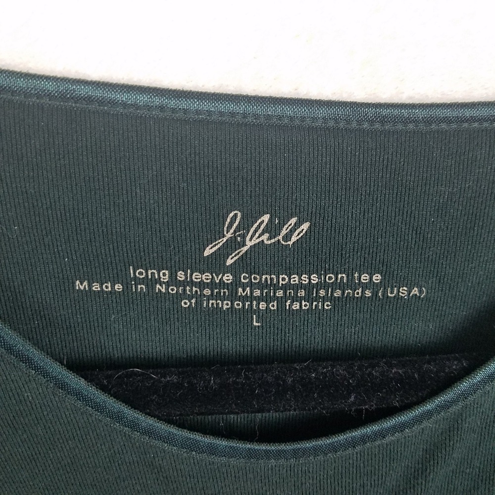 J Jill Long Women's L Sleeve Compassion Tee shirt Dark Green satin trim - Picture 3 of 5